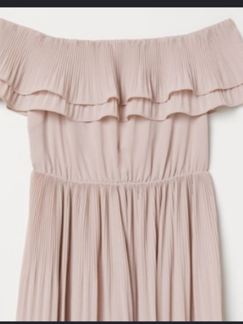 H&M Pleated Off-Shoulder Dress in Blush